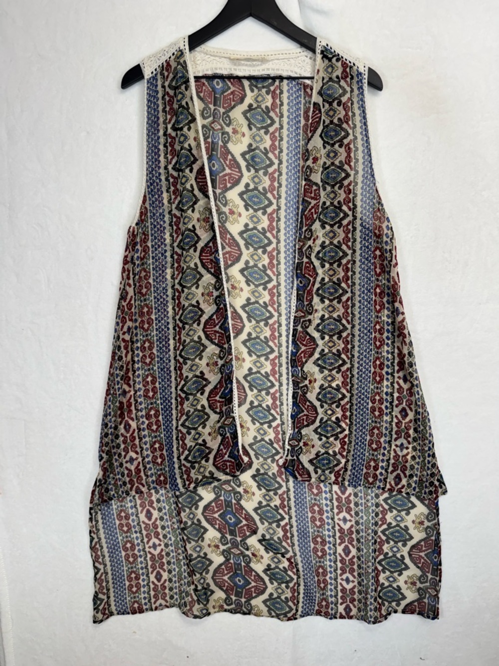 Vanilla Star High-Low Boho Style Women’s XL Large Sheer Kimono Hippie Bohemian